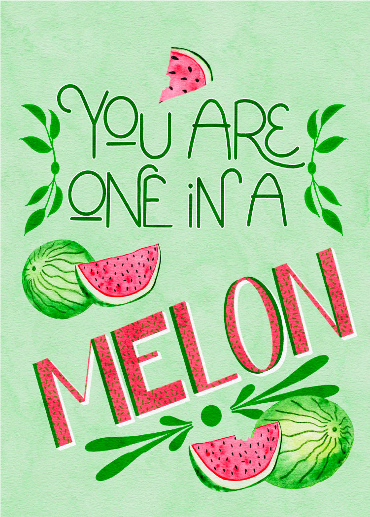 One in a Melon Artwork – Greeting Greeting Card (5x7) - juliemstudios