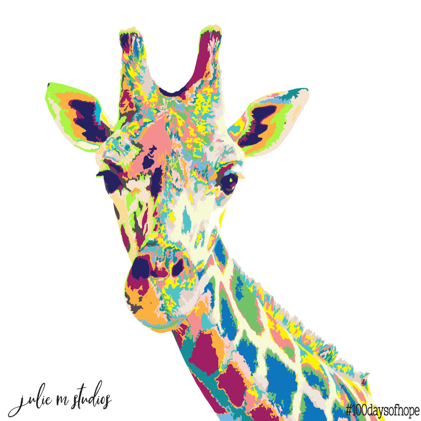 6 x 6 inch GIRAFFE Art Print created for your walls. - juliemstudios