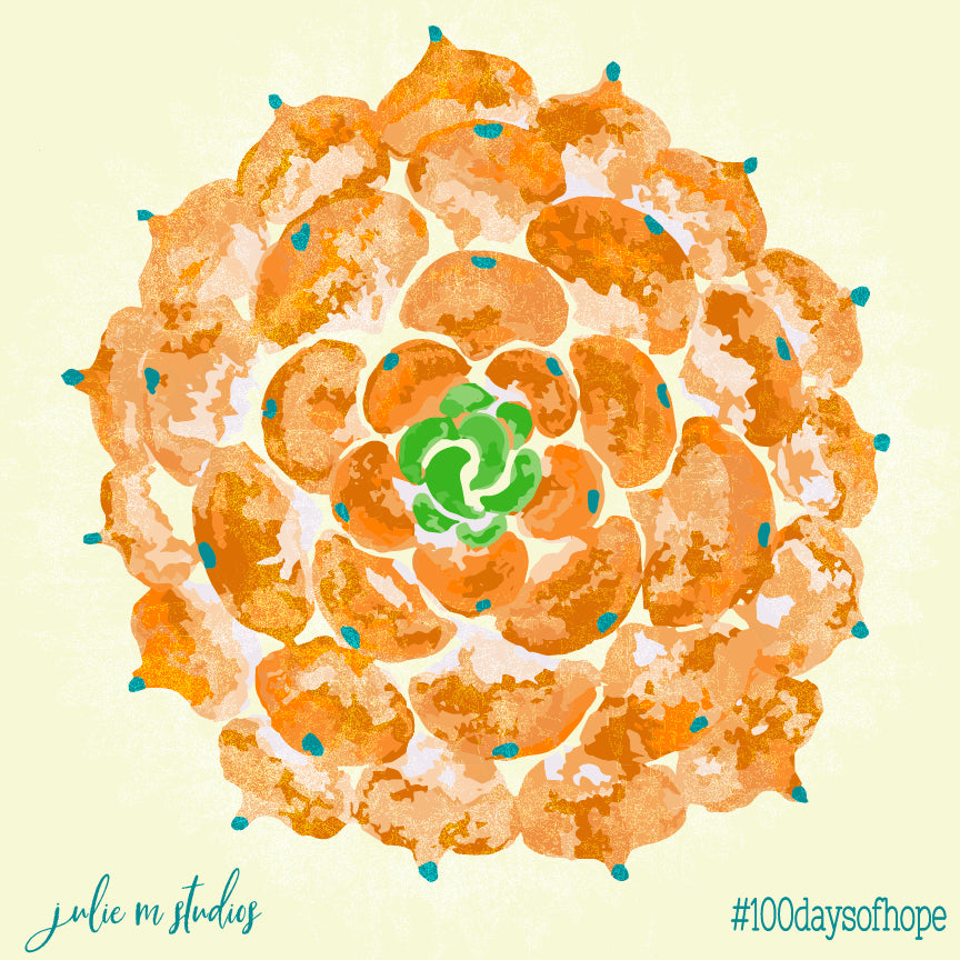 Day 060 - Orange Peace Succulent - juliemstudios