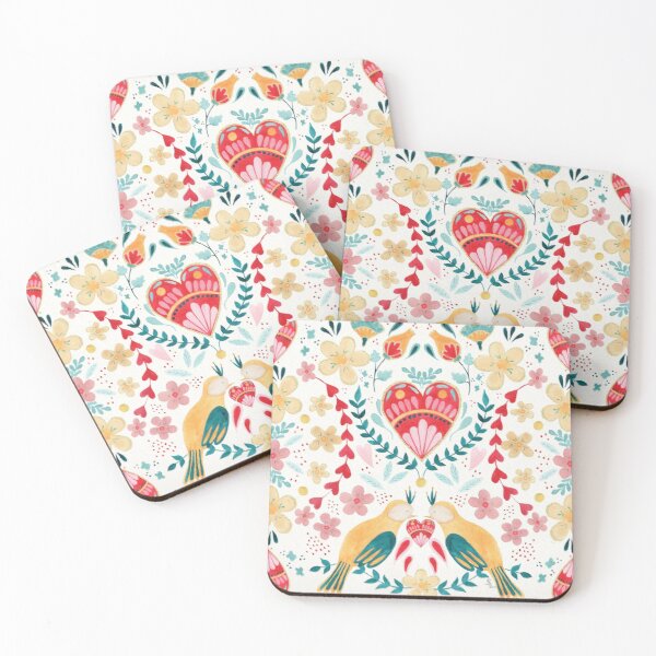 2 Birds & a Heart Coasters - juliemstudios