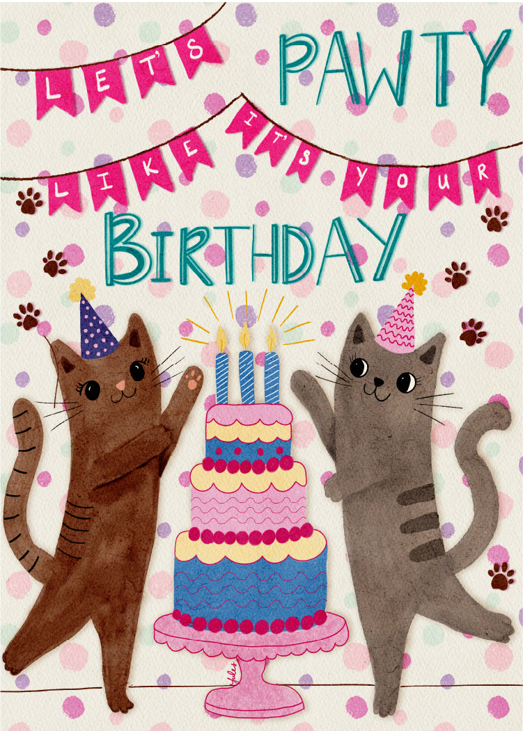 Let's Pawty – Birthday Greeting Card (5x7) - juliemstudios