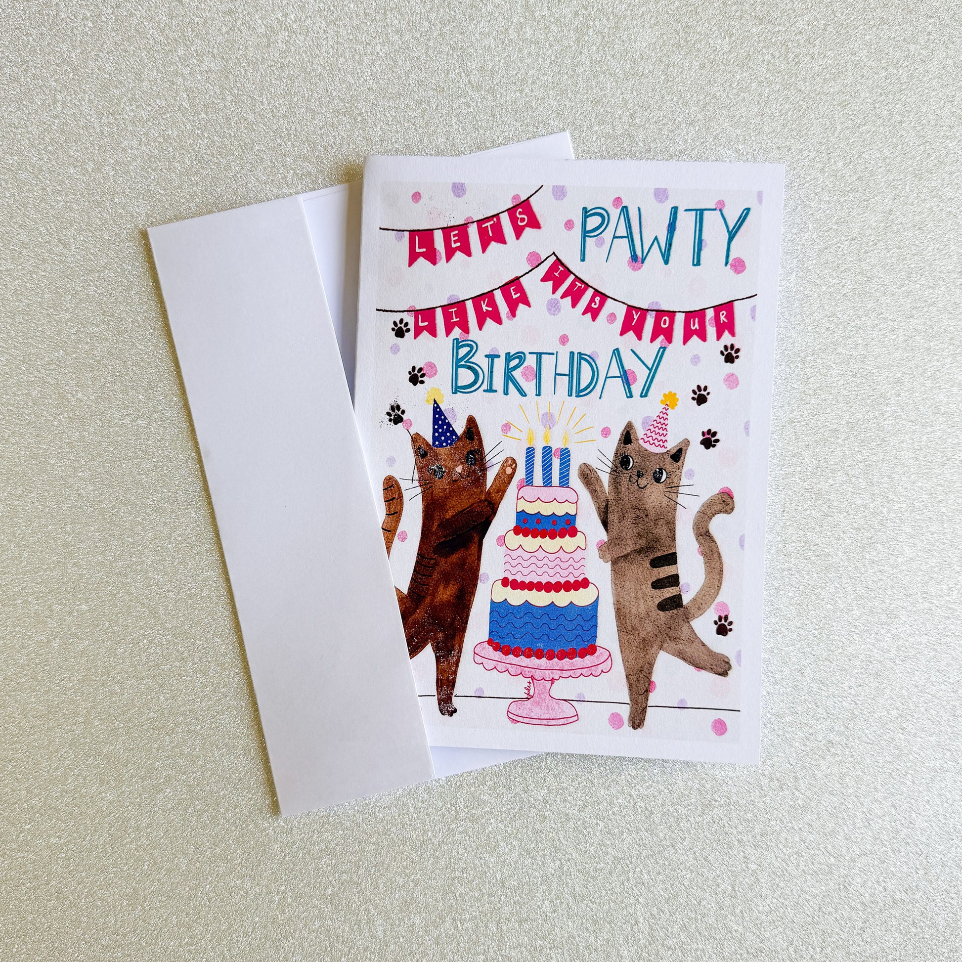 Let's Pawty – Birthday Greeting Card (5x7) - juliemstudios