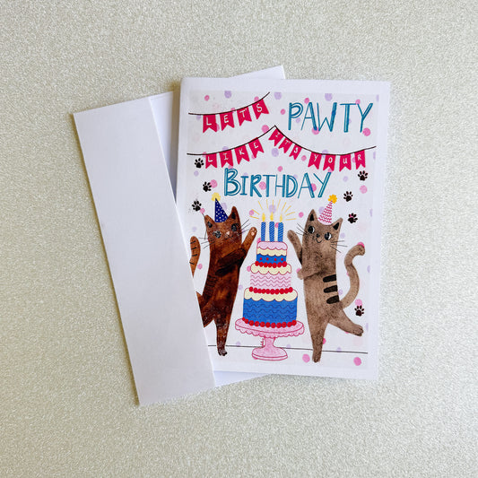 Let's Pawty – Birthday Greeting Card (5x7) - juliemstudios