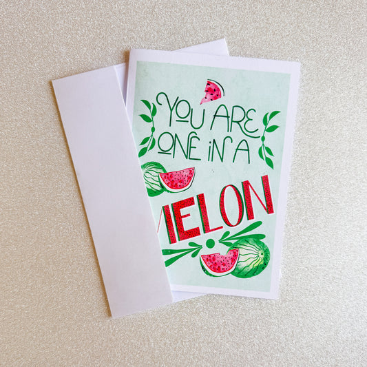 One in a Melon Artwork – Greeting Greeting Card (5x7) - juliemstudios