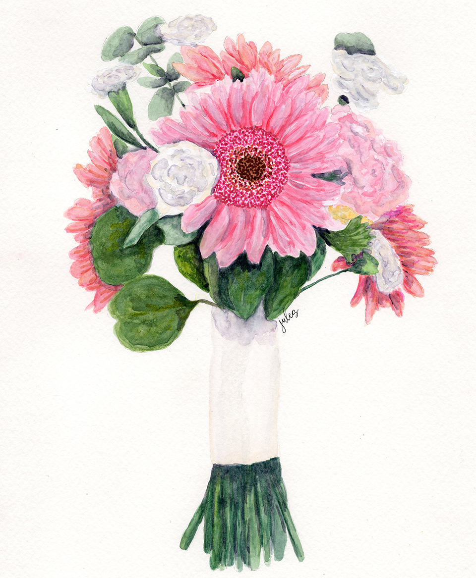 Commission Watercolor Flower Bouquet - juliemstudios