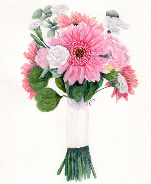 Commission Watercolor Flower Bouquet - juliemstudios