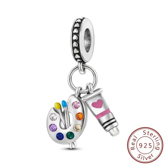 Sterling Silver Charm-pink paint tube - juliemstudios