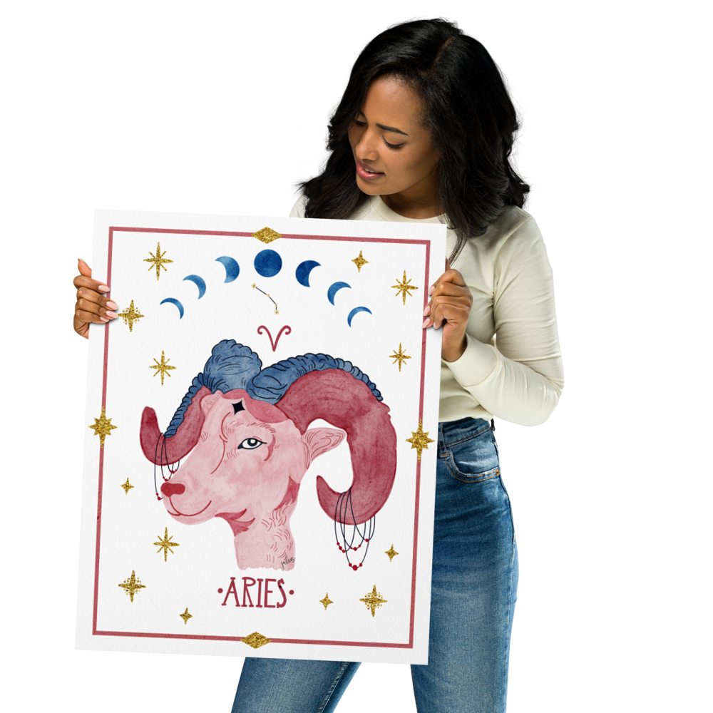 Aries Zodiac Watercolor Art Print - juliemstudios