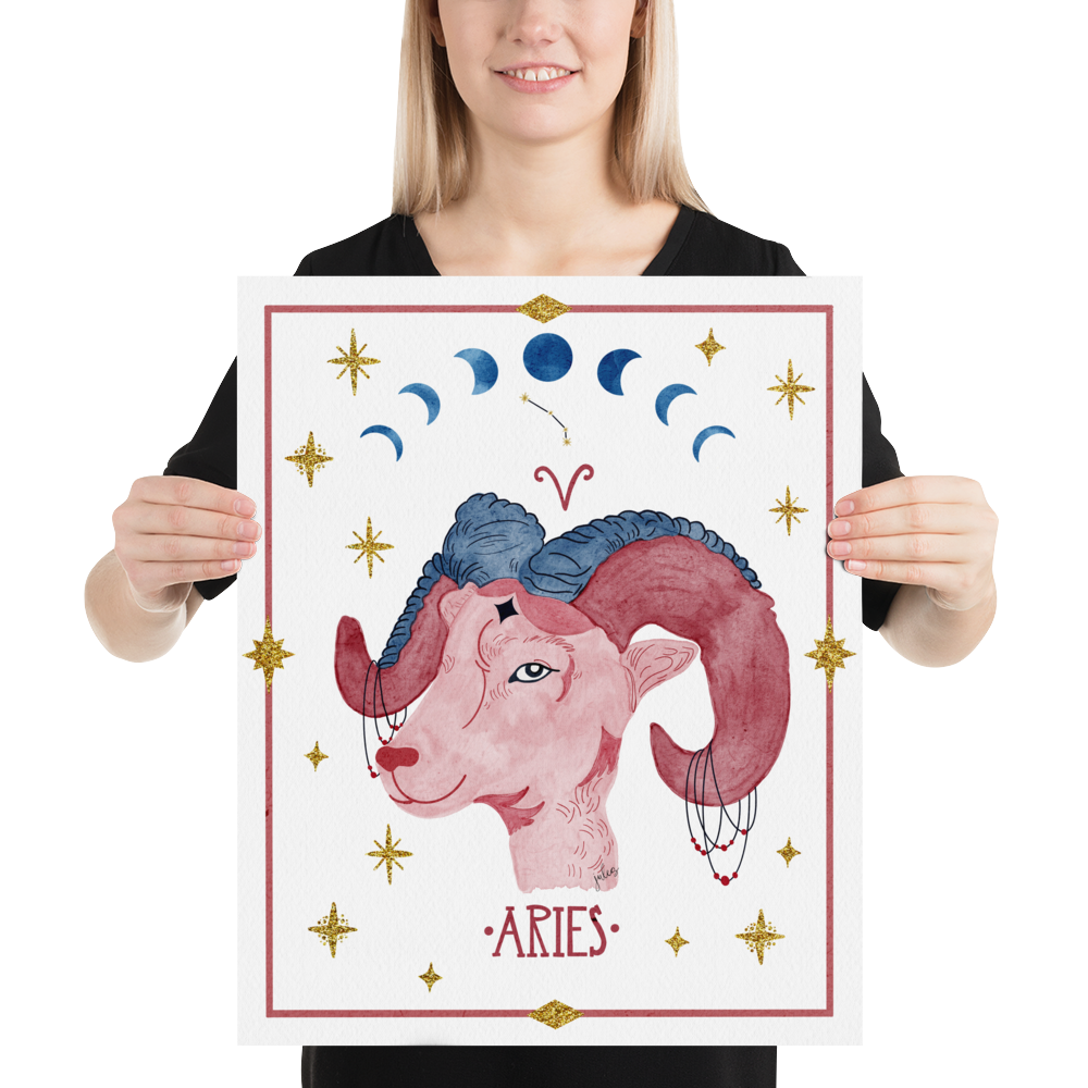 Aries Zodiac Watercolor Art Print - juliemstudios
