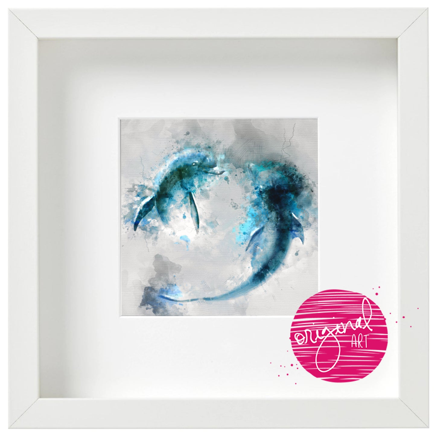 Dancing Together, 9x9 Framed Watercolor Artwork - juliemstudios